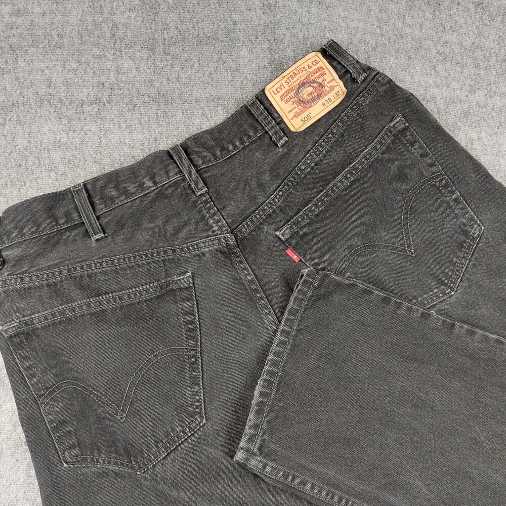 Levi's 505 Men's 38x32(Fit 36x32) Black Regular Fit Straight Leg Denim Jeans